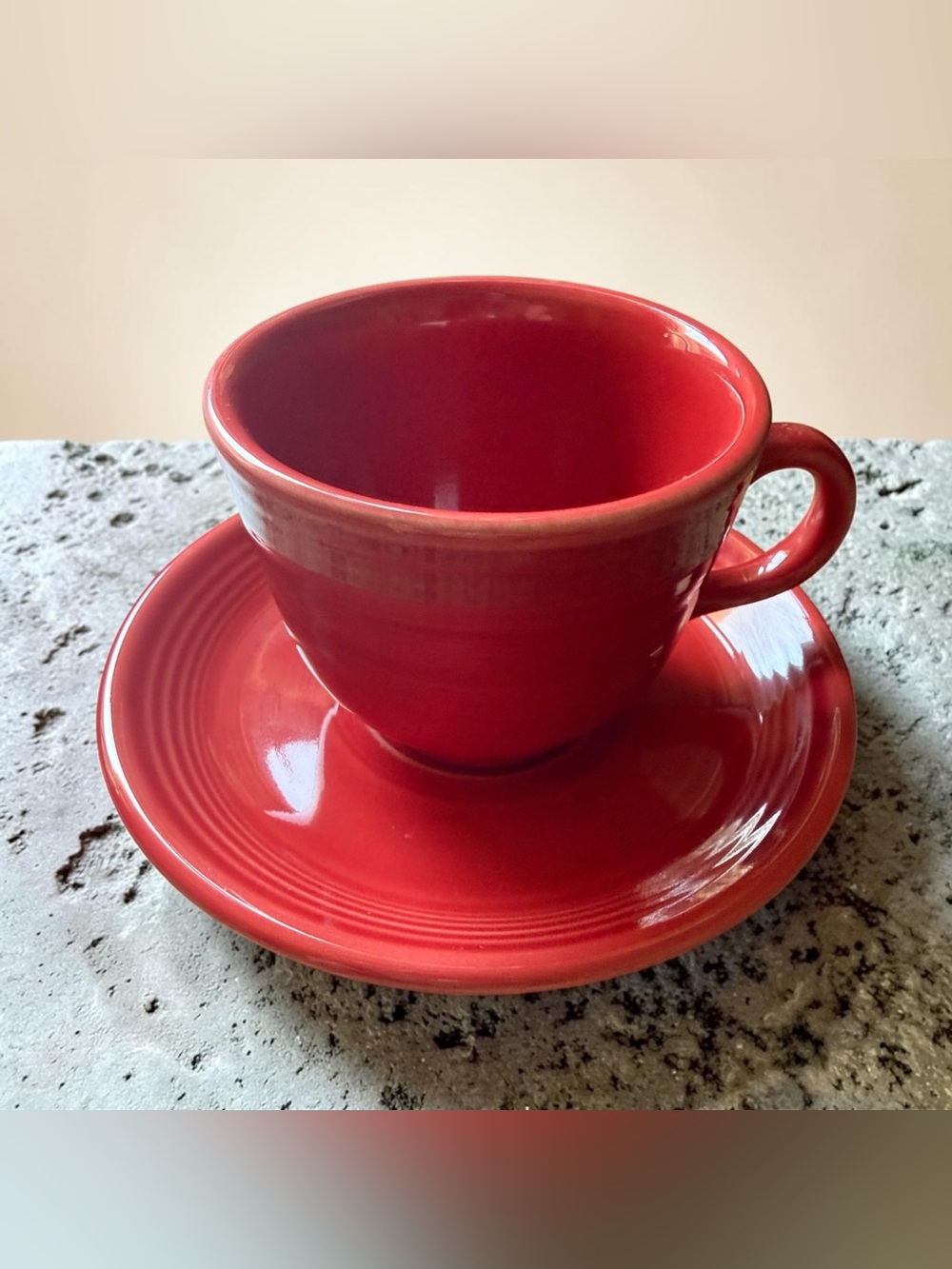 Fiestaware ‘Scarlet’ Red Teacup and Saucer- Homer Laughlin